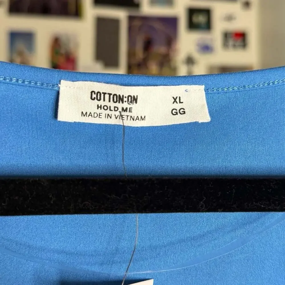 Cotton On Hold Me Tee Size XL Blue Scoop Neck Short Sleeve